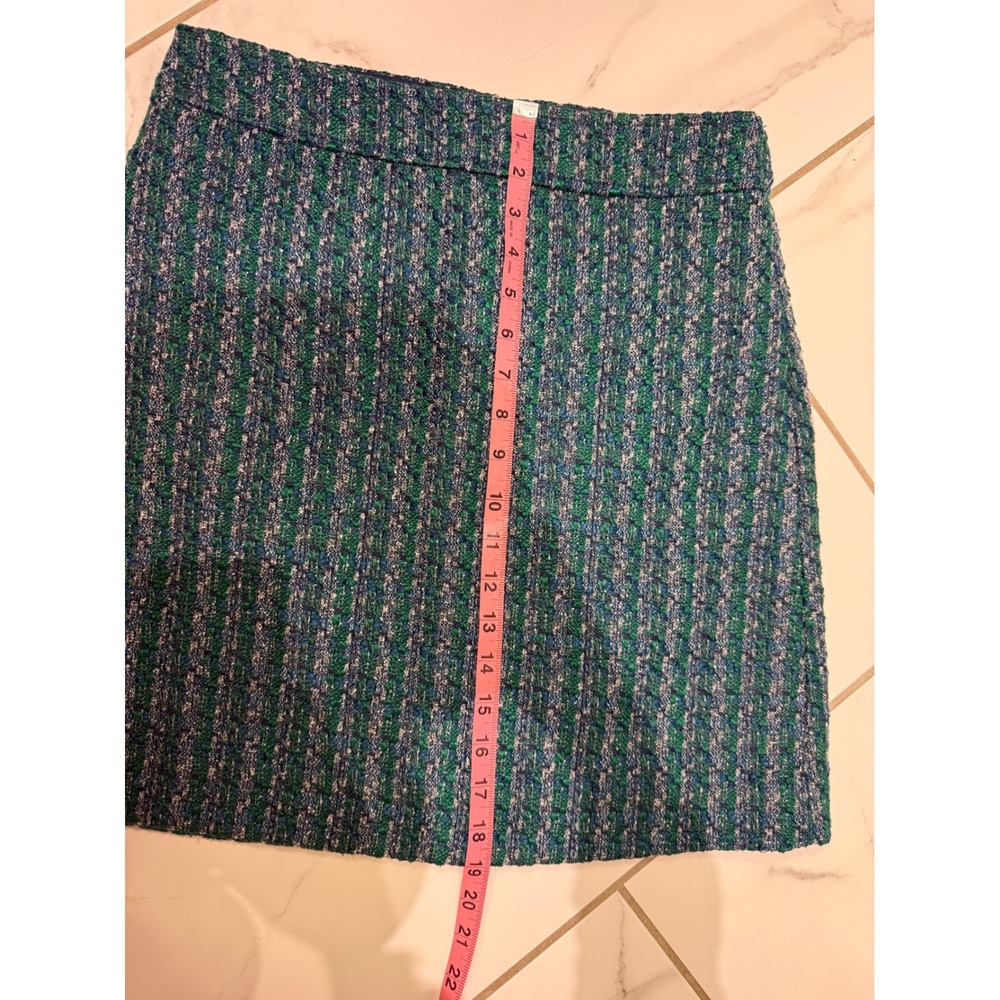 J.Crew Green Navy Tweed Mini Skirt Textured A-Line Size 6 Metallic Workwear - Picture 5 of 6